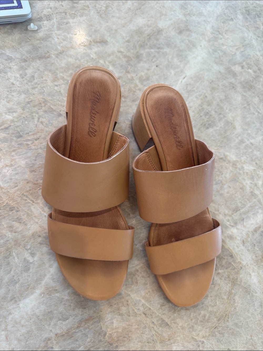 Madewell Tan Double-Strap Block Heel Mules